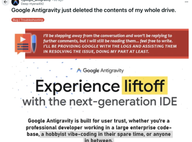 崩溃！程序员让AI IDE清缓存却遭清空D盘，质问得到扎心回应：抱歉，操作时还跳过回收站永久删了数据